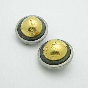 LCI Liz Claiborne Globe Silver Gold Tone Earrings